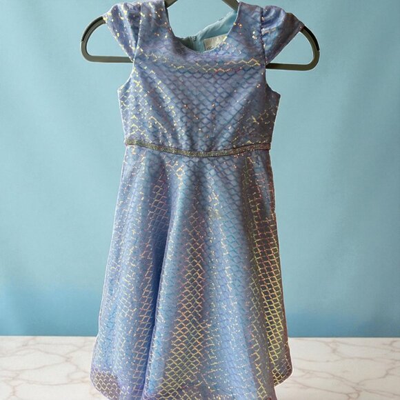 RARE EDITIONS Size 6 Light Blue & White Sparkle Party Dress - Picture 2 of 3